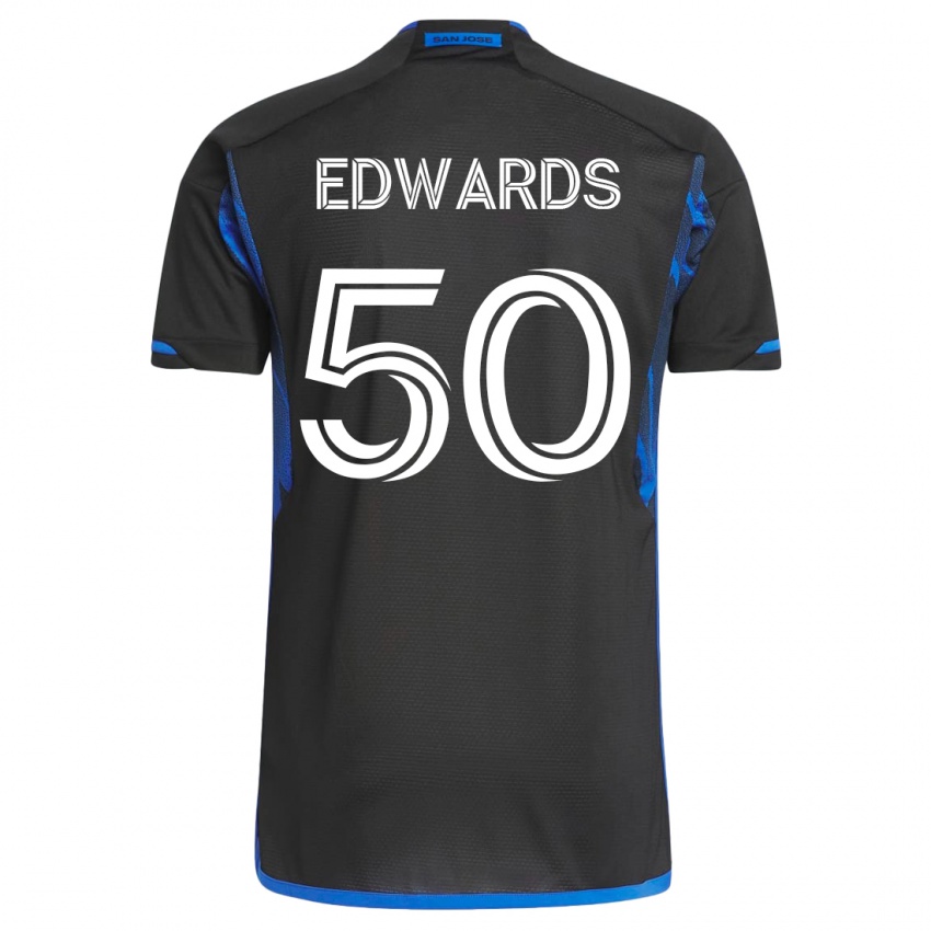 Kvinnor Aaron Edwards #50 Blå Svart Hemmatröja Matchtröjor 2023/24 Tröjor T-Tröja