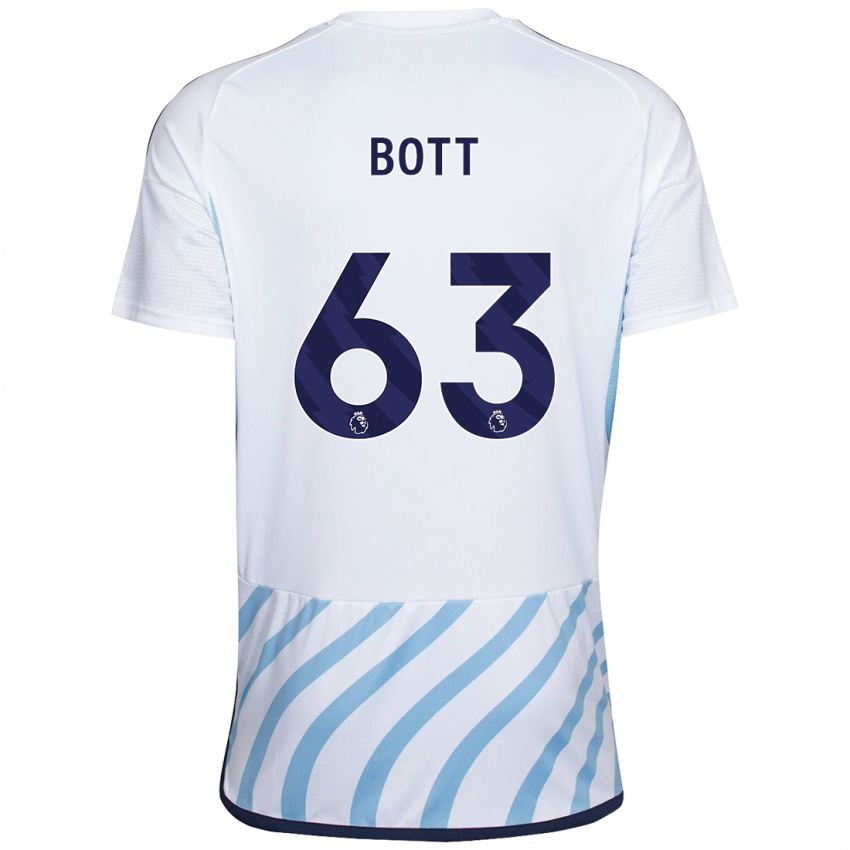 Barn Aaron Bott #63 Vit Blå Bortatröja Matchtröjor 2023/24 Tröjor T-Tröja
