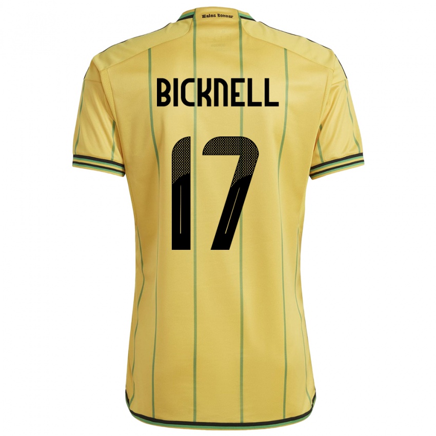 Kvinnor Jamaica Alexander Bicknell #17 Gul Hemmatröja Matchtröjor 24-26 Tröjor T-Tröja