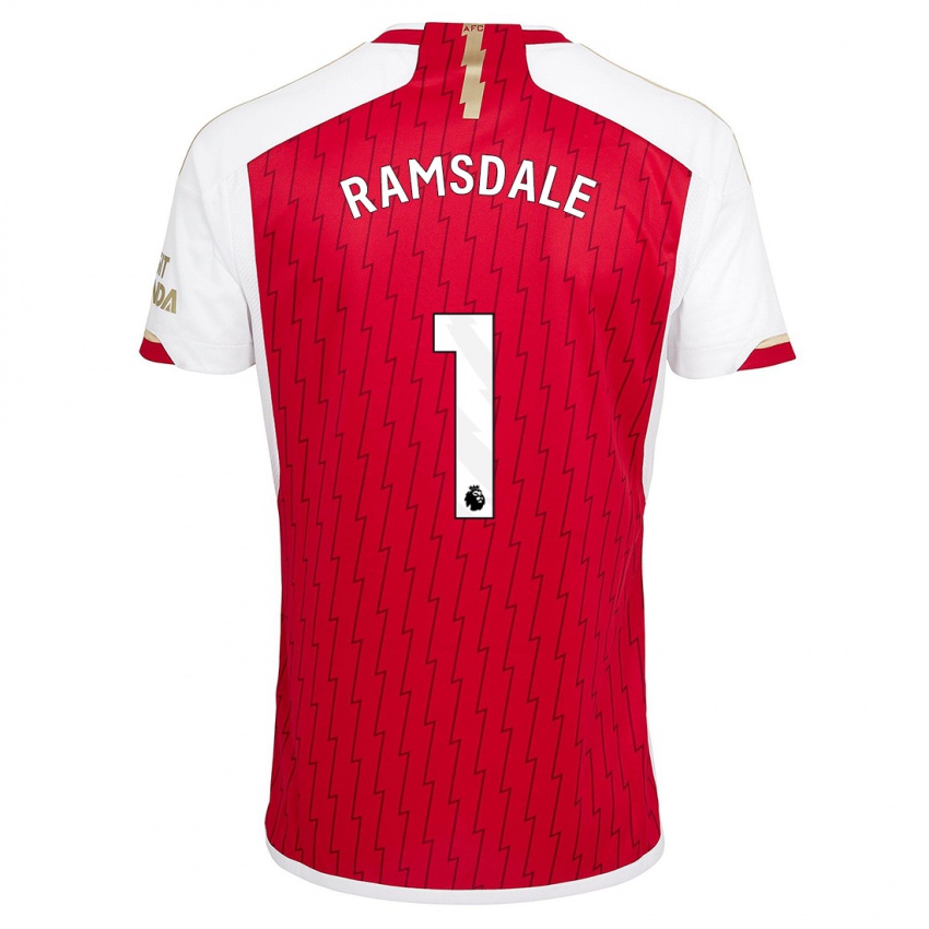 Barn Aaron Ramsdale #1 Röd Hemmatröja Matchtröjor 2023/24 Tröjor T-Tröja
