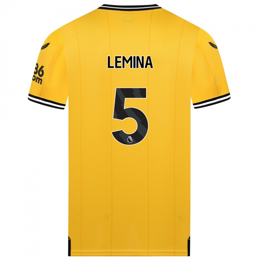 Barn Mario Lemina #5 Gul Hemmatröja Matchtröjor 2023/24 Tröjor T-Tröja