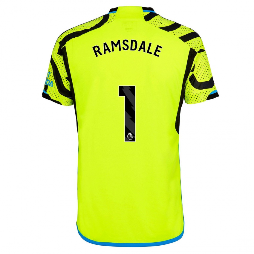 Barn Aaron Ramsdale #1 Gul Bortatröja Matchtröjor 2023/24 Tröjor T-Tröja