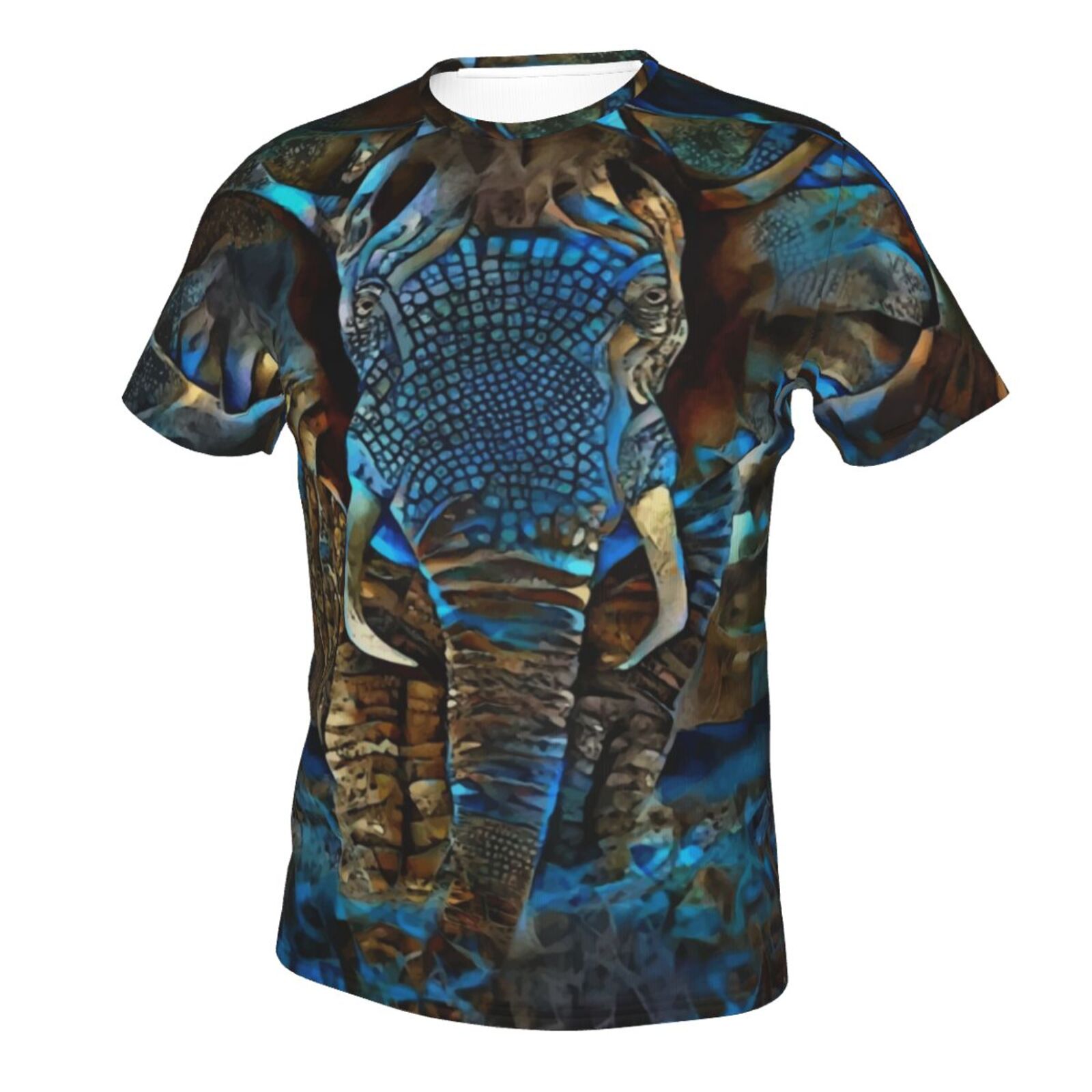 Elephant Brun Blå Mixed Media Element Klassisk T-tröja